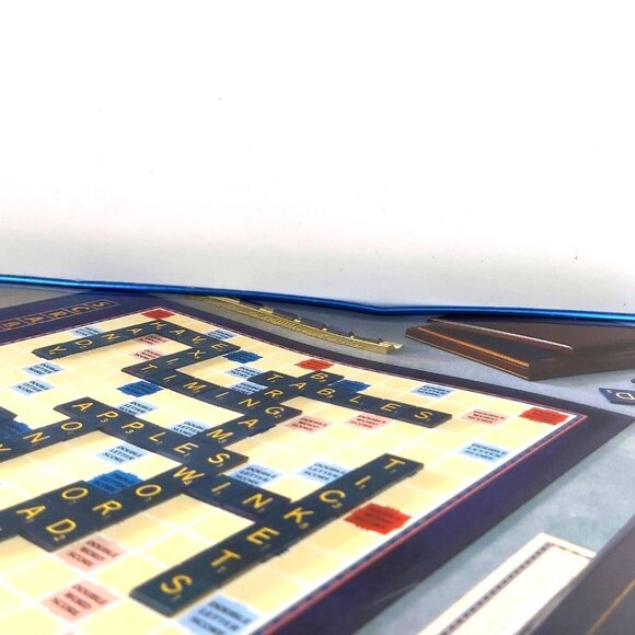 Milton Bradley Scrabble Crossword Game Collector's Edition Blue & Gold Metal Tin - Picture 14 of 16